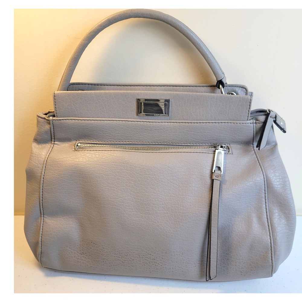 Juicy Couture Satchel Handbag Minimalist Chic Everyday Carry Faux Leather Gray
